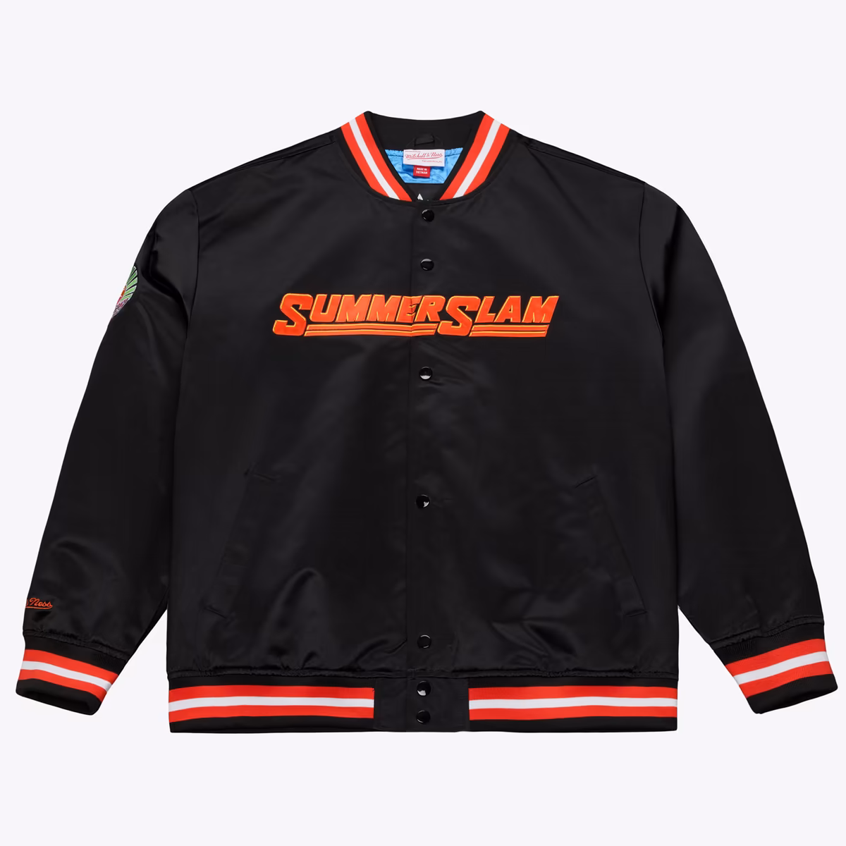 Men's Mitchell & Ness Black SummerSlam 2026 Lightweight Full-Snap Satin Jacket 4 Men's Mitchell & Ness Black SummerSlam 2026 Lightweight Full-Snap Satin Jacket