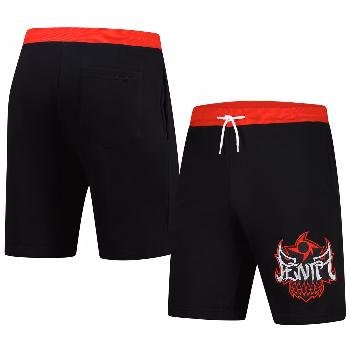 Men's WWE Authentic Black Penta Penta Mask Logo Sweatshorts 2 Men's WWE Authentic Black Penta Penta Mask Logo Sweatshorts