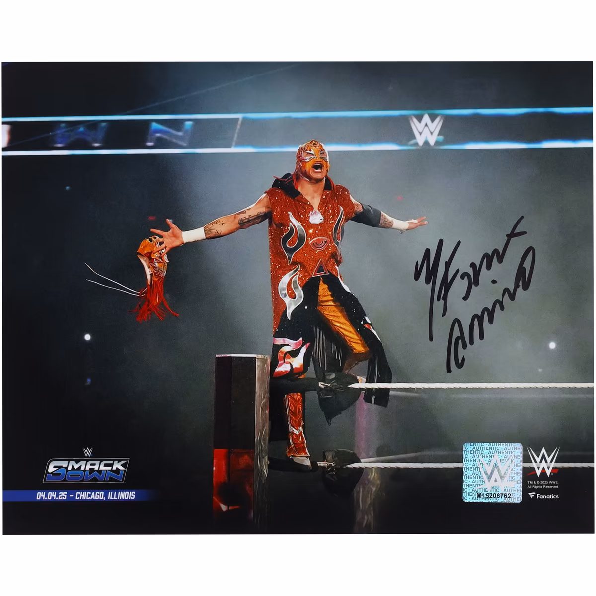 Rey Fénix WWE Autographed 8" x 10" WWE Debut Photograph with "Animo" Inscription