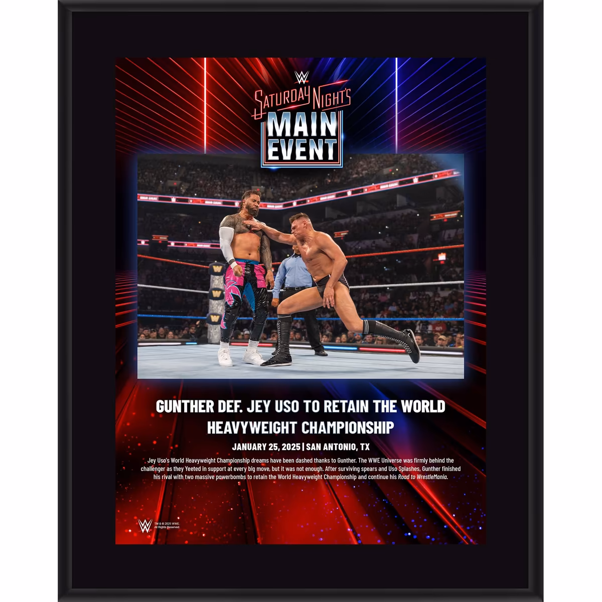 Gunther WWE 10.5" x 13" Saturday Night's Main Event on January 25, 2025 Sublimated Plaque
