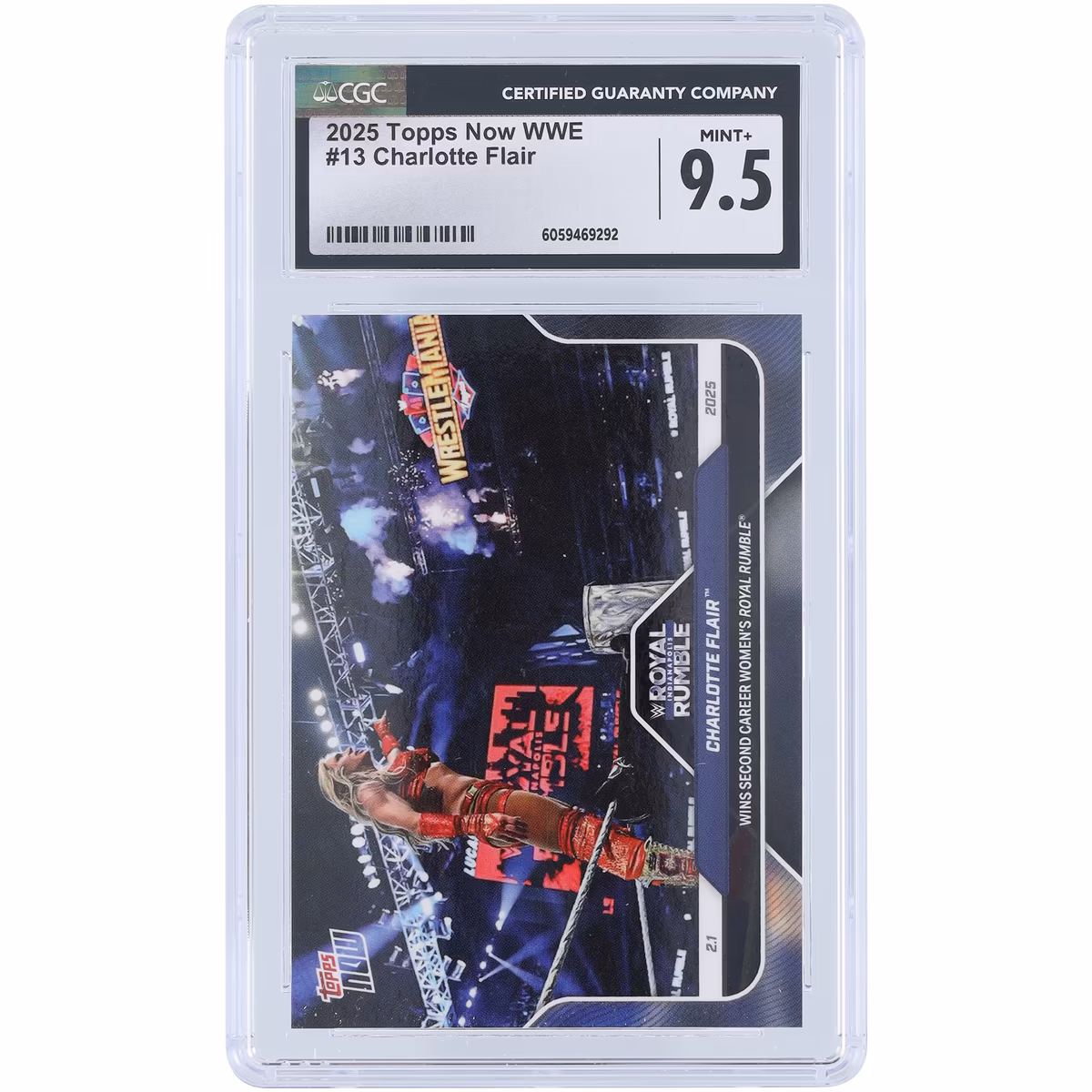 Charlotte Flair WWE 2025 Topps Now Wins Second Career Women's Royal Rumble #13 CGC Authenticated 9.5 Card 2 Charlotte Flair WWE 2025 Topps Now Wins Second Career Women's Royal Rumble #13 CGC Authenticated 9.5 Card