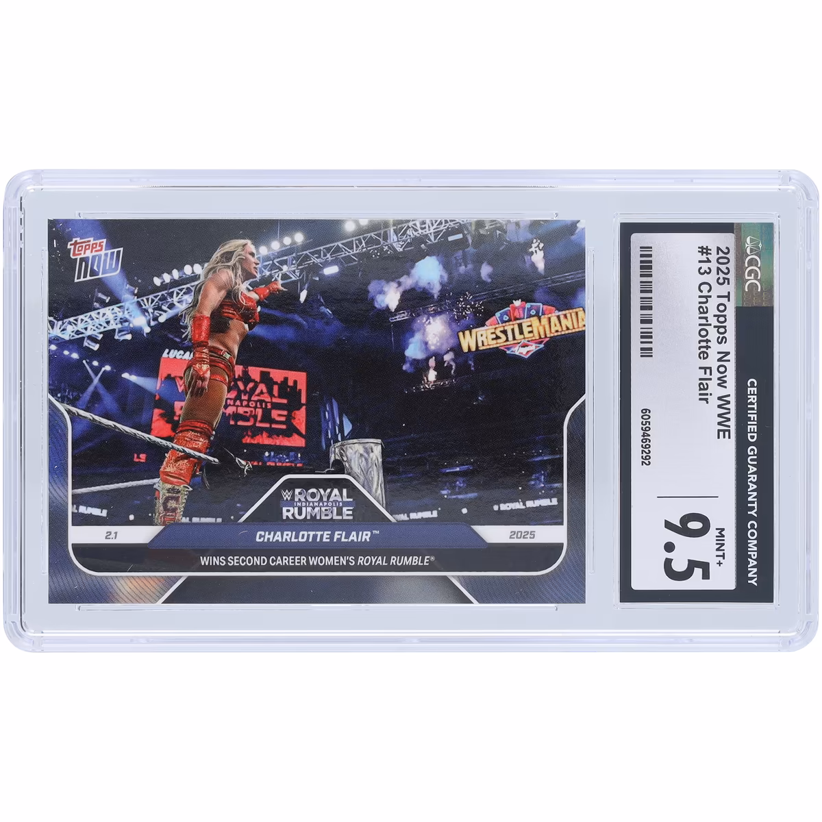 Charlotte Flair WWE 2025 Topps Now Wins Second Career Women's Royal Rumble #13 CGC Authenticated 9.5 Card 4 Charlotte Flair WWE 2025 Topps Now Wins Second Career Women's Royal Rumble #13 CGC Authenticated 9.5 Card