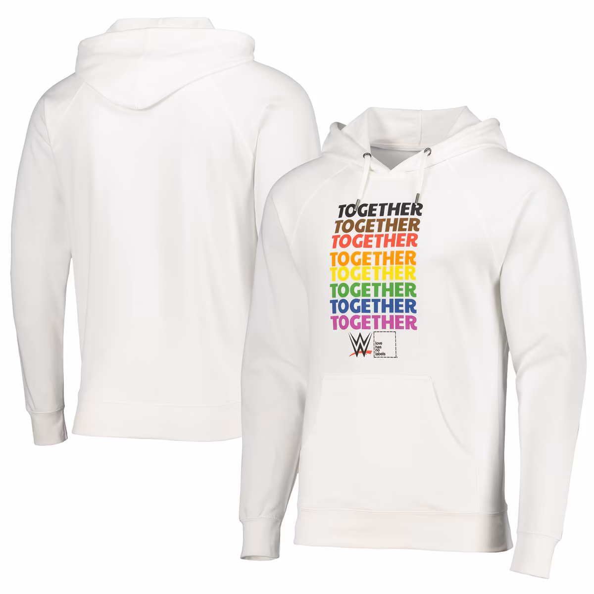 Men's WWE Together Pride Pullover Hoodie - White 1 Men's WWE Together Pride Pullover Hoodie - White