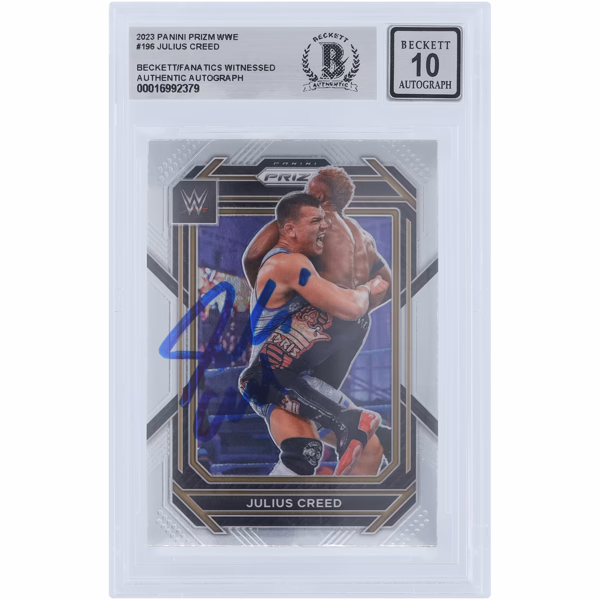 Julius Creed WWE Autographed 2023 Panini Prizm #196 Beckett Fanatics Witnessed Authenticated 10 Card