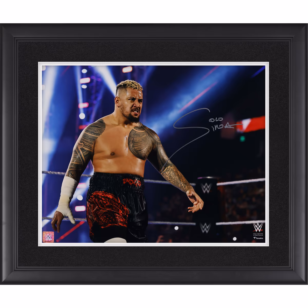 Solo Sikoa WWE Autographed Framed 16" x 20" Standing In Ring Photograph