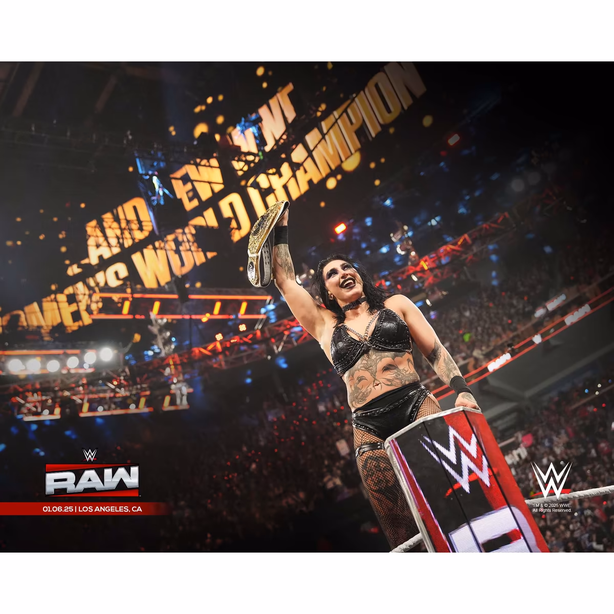 Rhea Ripley WWE Unsigned Raising Title Photograph