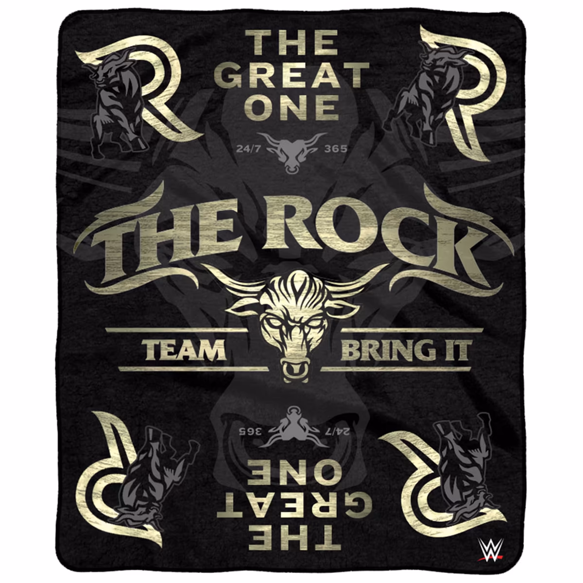 Sleep Squad Black The Rock 60" x 80" Raschel Plush Throw Blanket