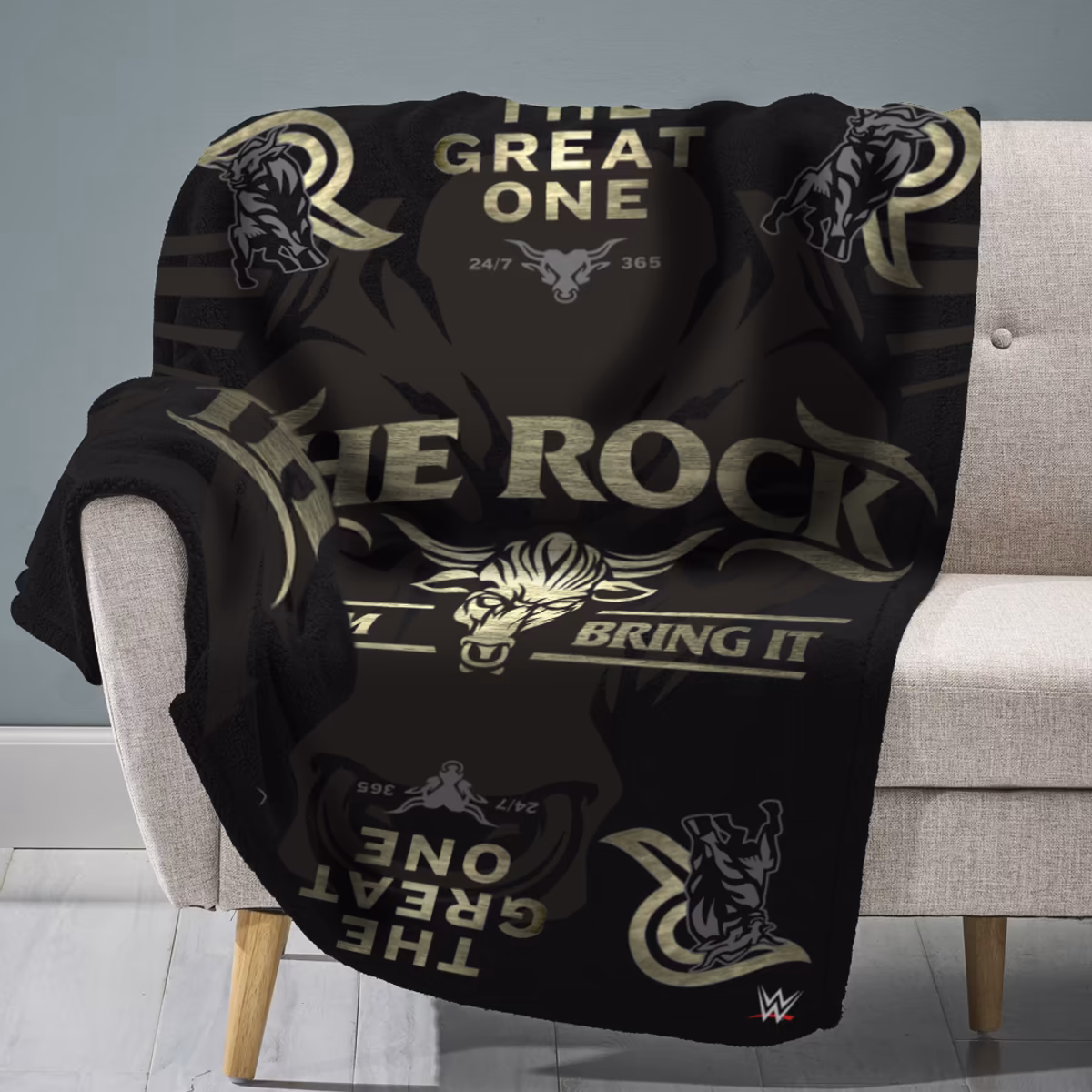 Sleep Squad Black The Rock 60" x 80" Raschel Plush Throw Blanket 3 Sleep Squad Black The Rock 60" x 80" Raschel Plush Throw Blanket