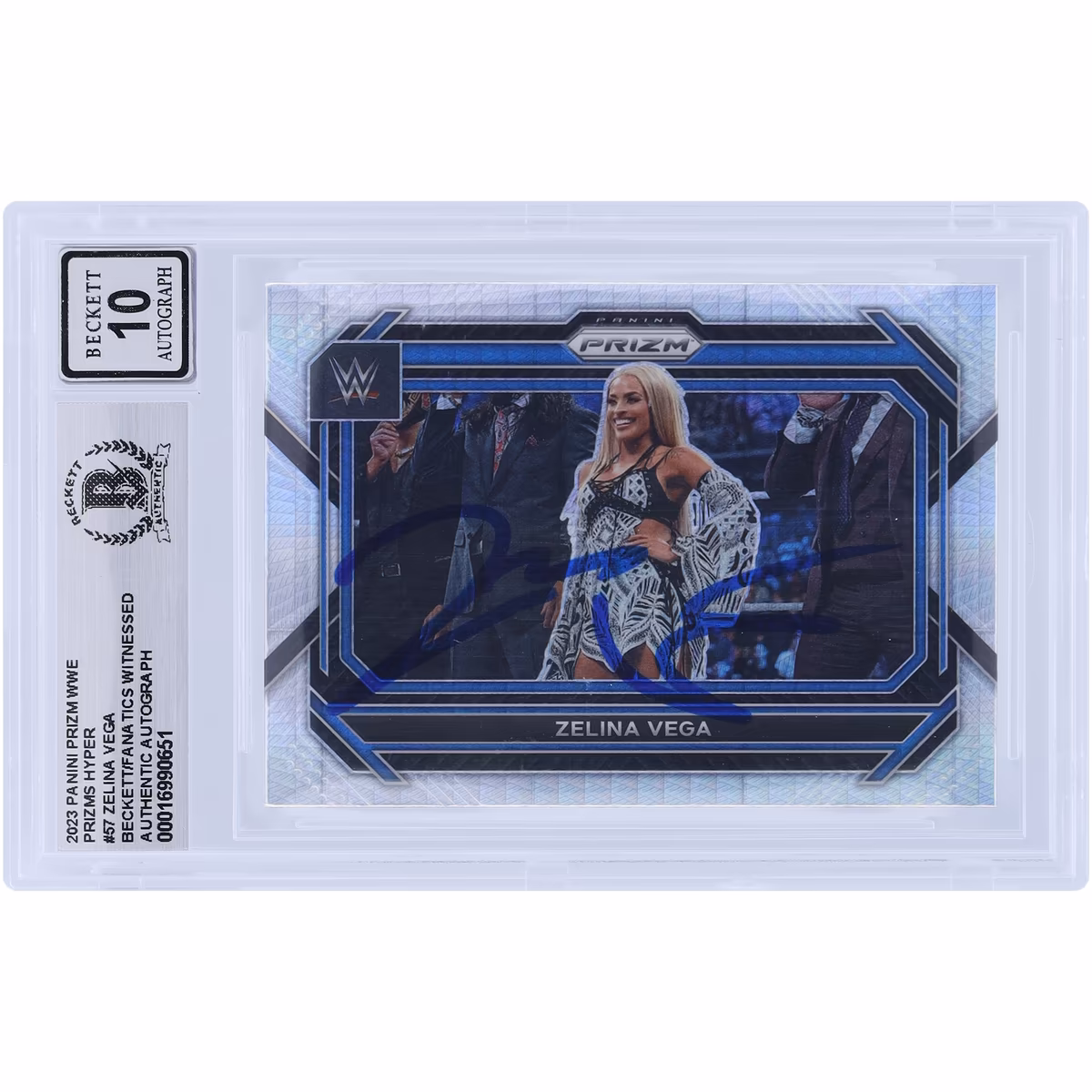 Zelina Vega WWE Autographed 2023 Panini Prizm Hyper Prizm #57 Beckett Fanatics Witnessed Authenticated 10 Card 4 Zelina Vega WWE Autographed 2023 Panini Prizm Hyper Prizm #57 Beckett Fanatics Witnessed Authenticated 10 Card