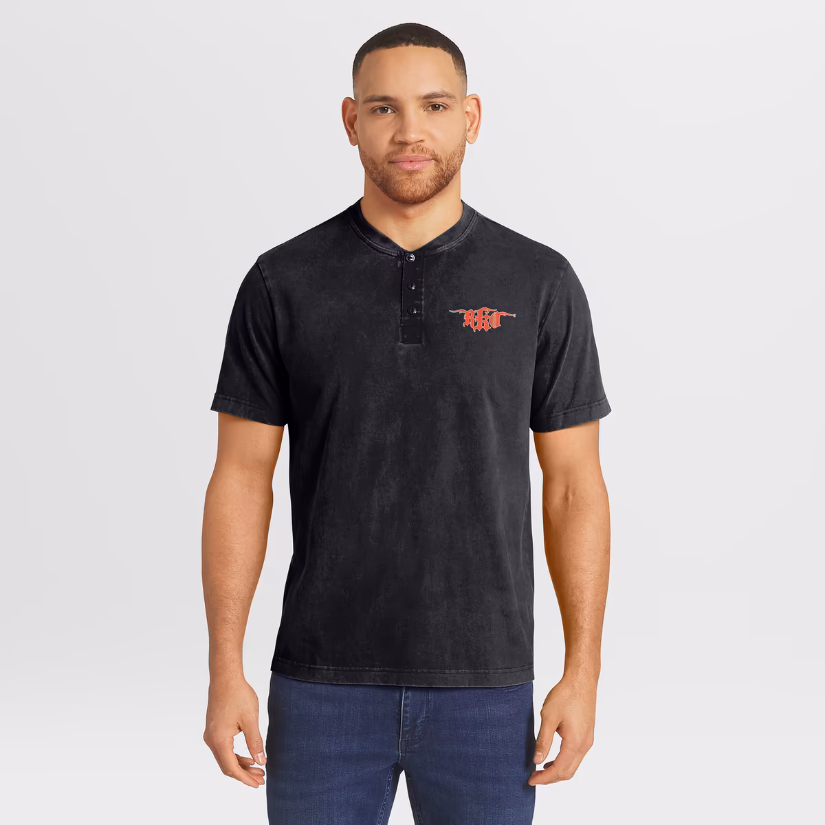 Men's Darius Rucker Collection by Fanatics Black Randy Orton Washed Henley T-Shirt
