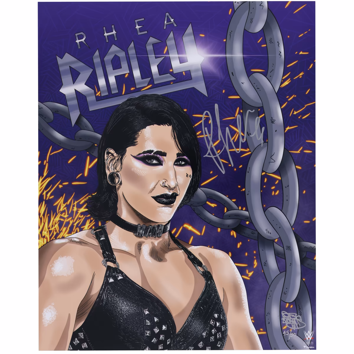 Rhea Ripley WWE Autographed 16" x 20" Photo Print with Art by Maz Adams - Limited Edition of 50 1 Rhea Ripley WWE Autographed 16" x 20" Photo Print with Art by Maz Adams - Limited Edition of 50