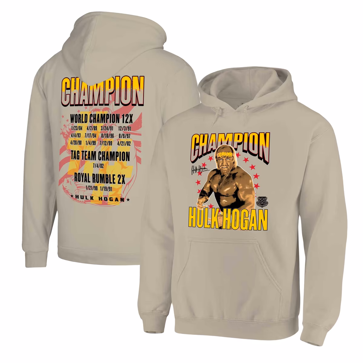 Men's Ripple Junction Natural Hulk Hogan WWE Champion Fleece Pullover Hoodie 9 Men's Ripple Junction Natural Hulk Hogan WWE Champion Fleece Pullover Hoodie