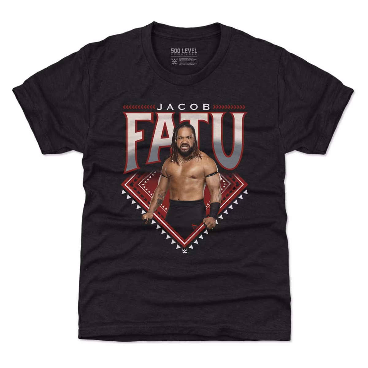 Youth 500 Level Heather Black Jacob Fatu Superstar Name T-Shirt