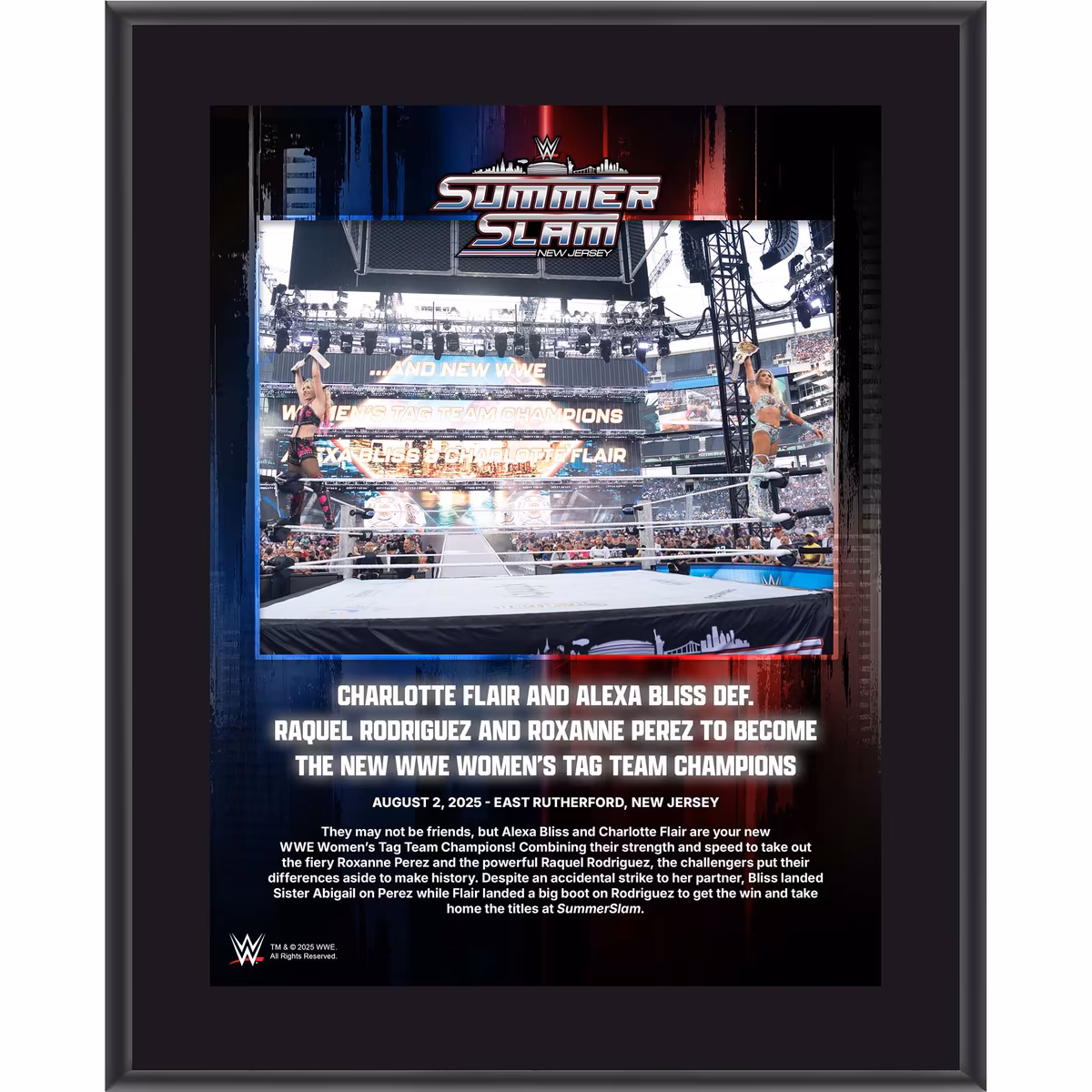 Alexa Bliss & Charlotte Flair WWE 10.5" x 13" 2025 SummerSlam Night 1 Sublimated Plaque