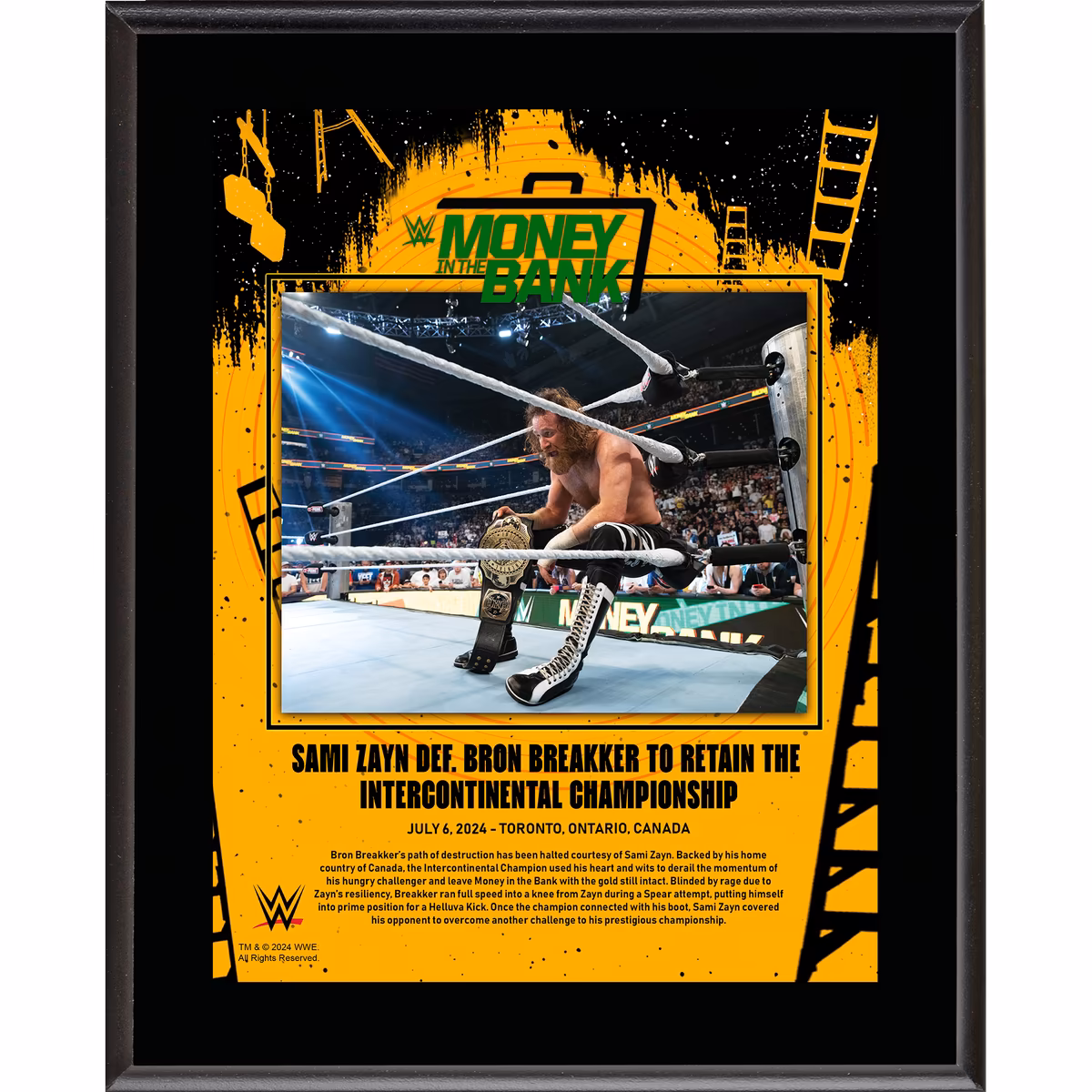 Sami Zayn WWE 10.5" x 13" 2024 Money In The Bank Sublimated Plaque