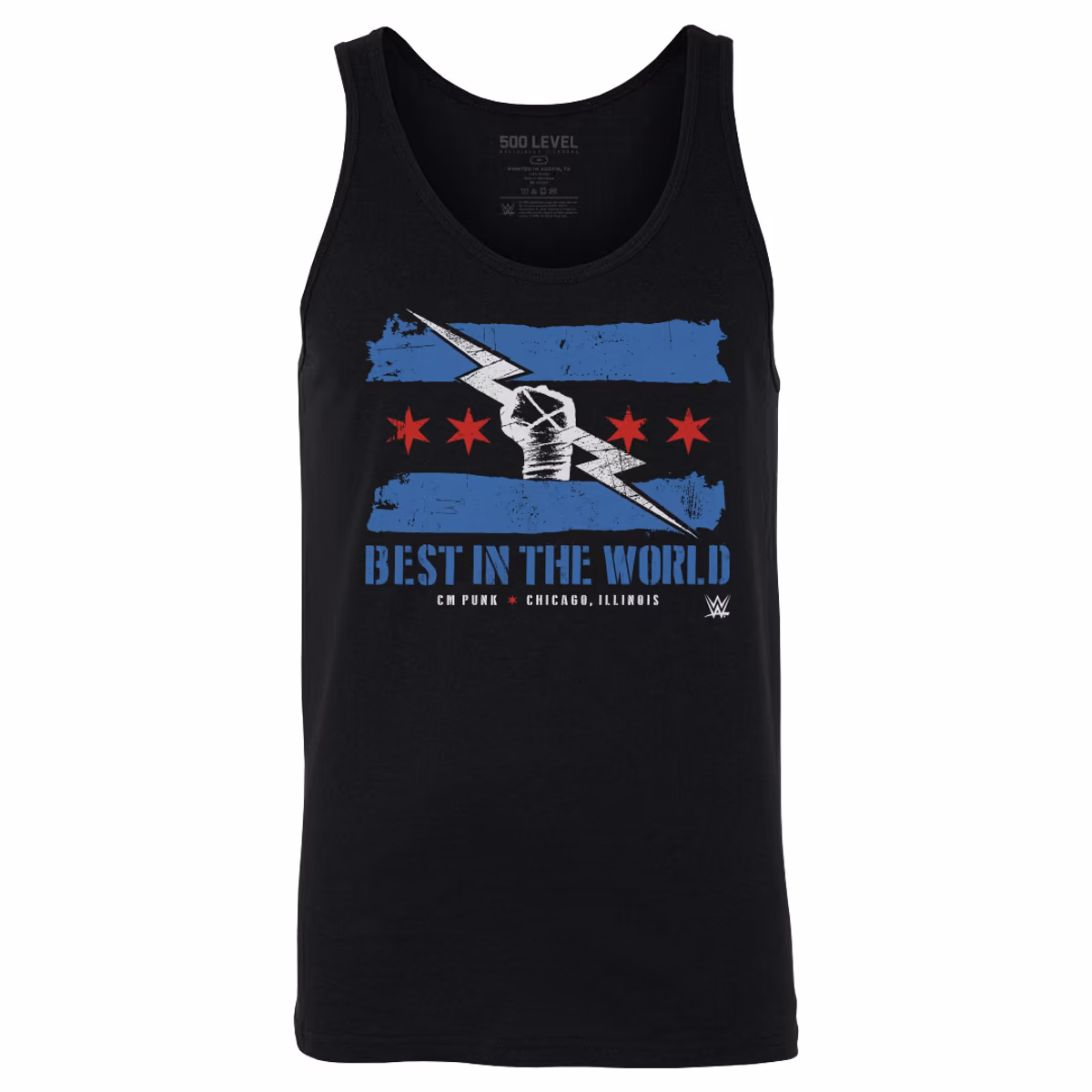 Men's 500 Level Black CM Punk Logo Flag Tank Top