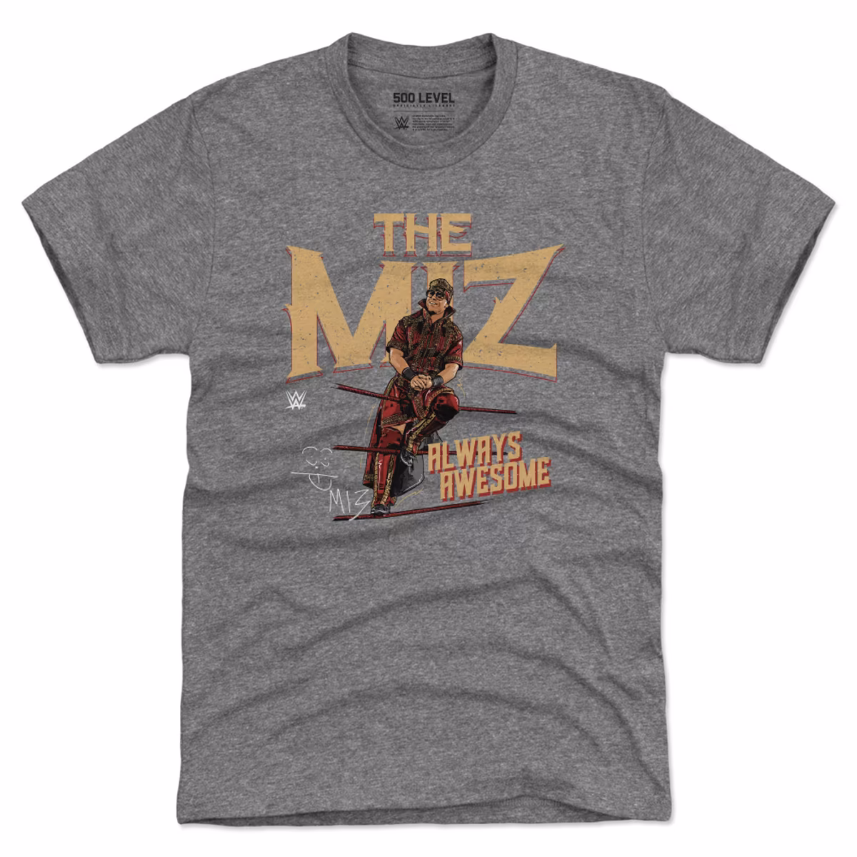 Men's 500 Level Gray The Miz Always Awesome Premium Tri-Blend T-Shirt