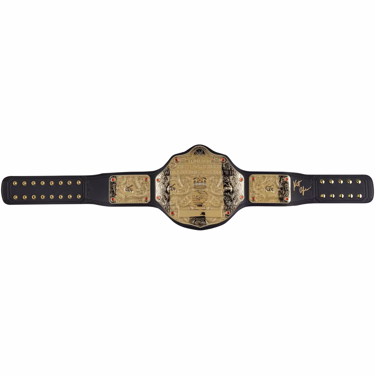 Kurt Angle WWE Autographed Big Gold World Heavyweight Championship Retro Replica Title Belt