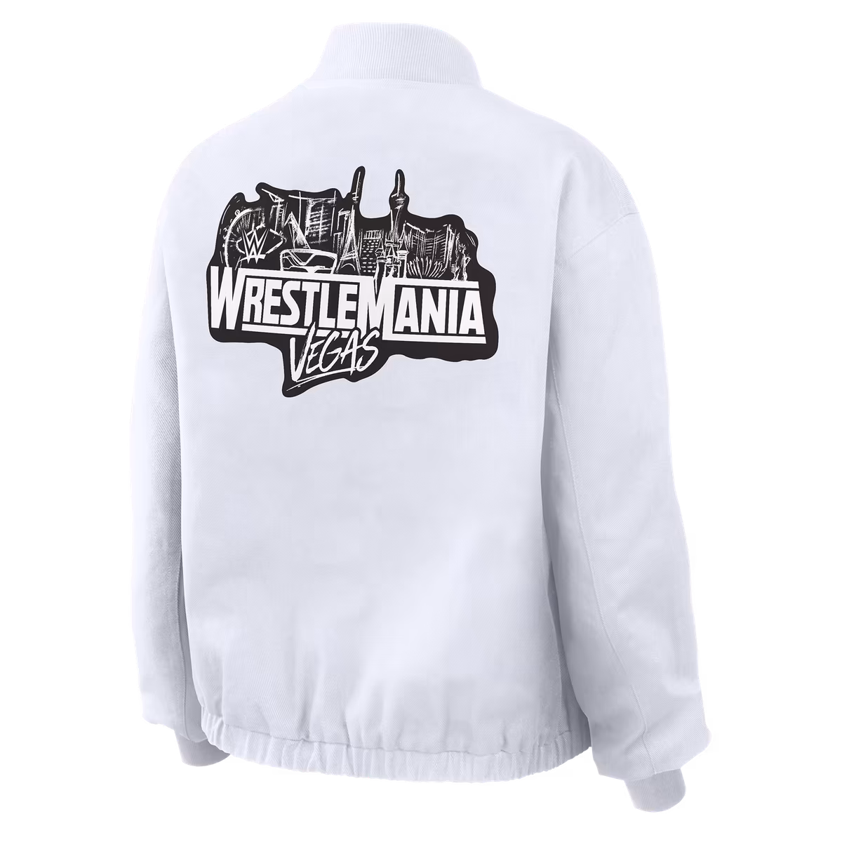 Women's WEAR by Erin Andrews White WrestleMania 42 Denim Full-Zip Bomber Jacket 5 Women's WEAR by Erin Andrews White WrestleMania 42 Denim Full-Zip Bomber Jacket