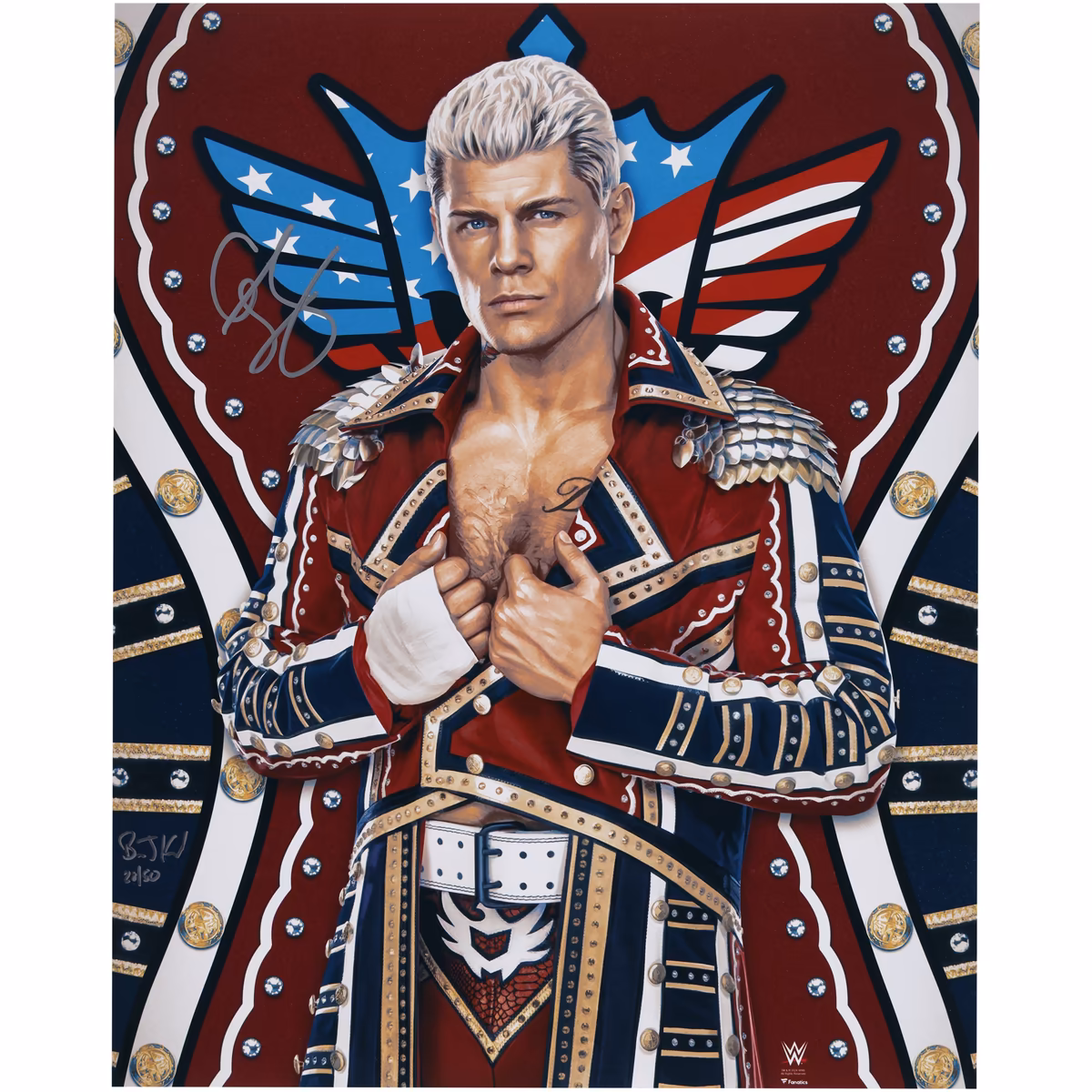 Cody Rhodes Autographed 16" x 20" Photo Print with "The American Nightmare" Inscription - Art by Brian Konnick - Limited Edition of 50 1 Cody Rhodes Autographed 16" x 20" Photo Print with "The American Nightmare" Inscription - Art by Brian Konnick - Limited Edition of 50