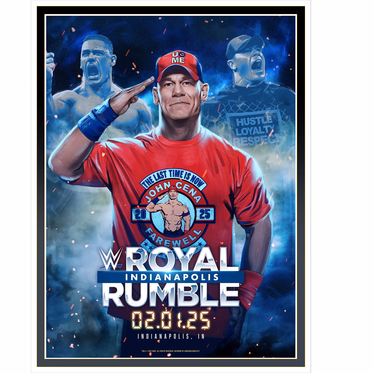 John Cena WWE Unsigned 18" x 24" 2025 Royal Rumble Jonathan Bartlett Art Print 3 John Cena WWE Unsigned 18" x 24" 2025 Royal Rumble Jonathan Bartlett Art Print