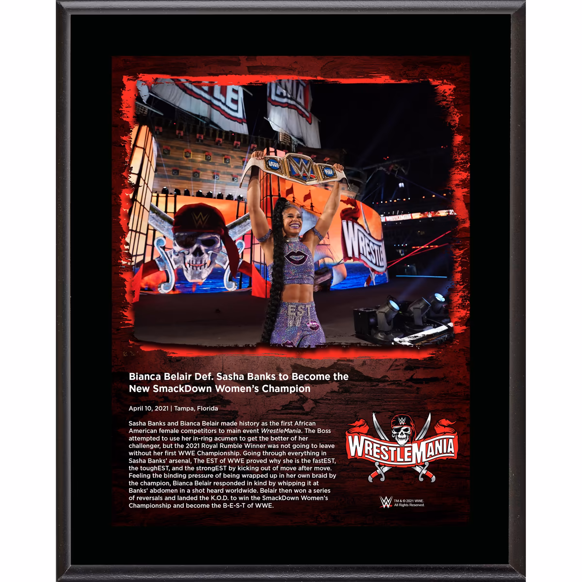 Bianca Belair WWE Framed 10.5" x 13" WrestleMania 37 Sublimated Collage