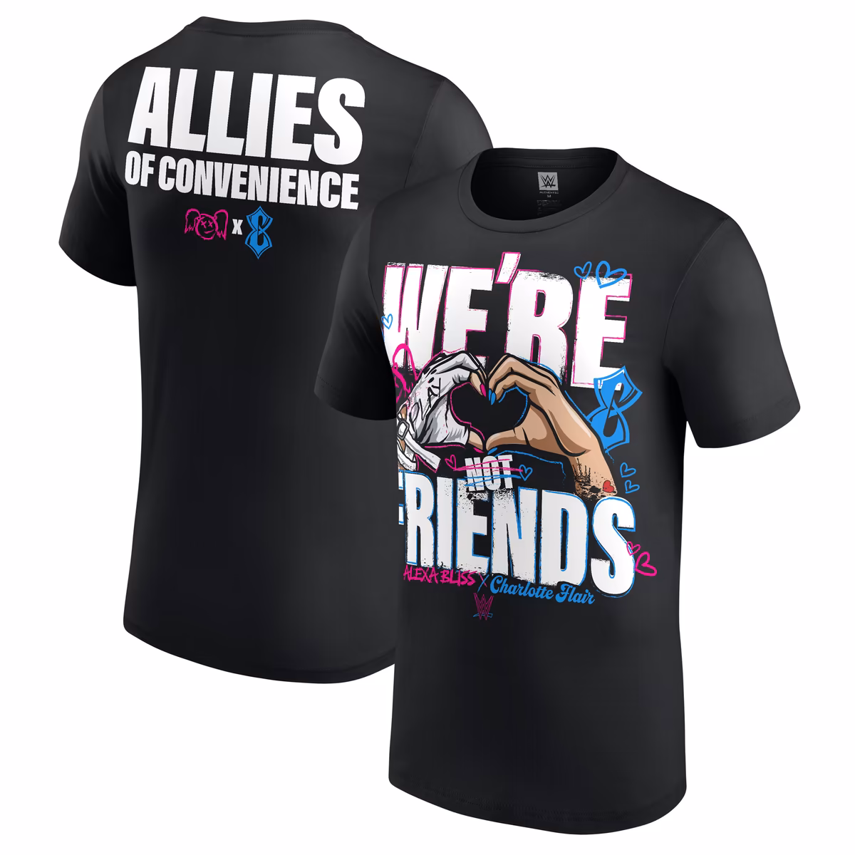 Men's Black Alexa Bliss & Charlotte Flair Allies of Convenience T-Shirt