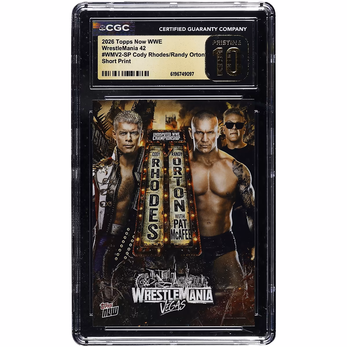 Cody Rhodes & Randy Orton 2026 Topps Now WWE WrestleMania 42 Short Print #WMV2-SP CGC Authenticated PRISTINE 10 Card 3 Cody Rhodes & Randy Orton 2026 Topps Now WWE WrestleMania 42 Short Print #WMV2-SP CGC Authenticated PRISTINE 10 Card