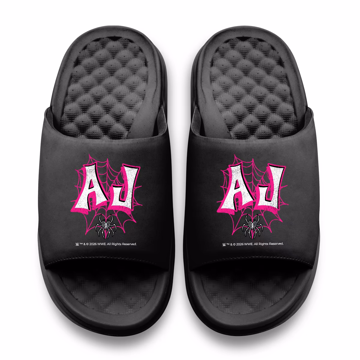 Youth ISlide Black AJ Lee Spider Web Motive Slide Sandals