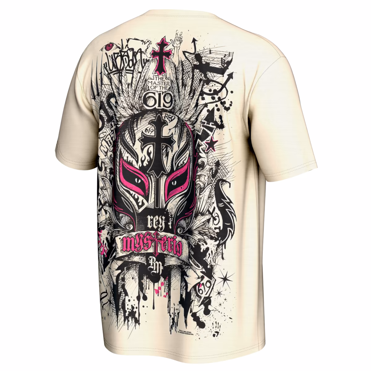 Men's ProSphere Cream Rey Mysterio Graffiti Mask T-Shirt 4 Men's ProSphere Cream Rey Mysterio Graffiti Mask T-Shirt
