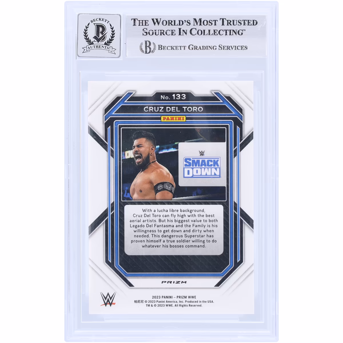 Cruz Del Toro WWE Autographed 2023 Panini Prizm Ice Prizm #133 Beckett Fanatics Witnessed Authenticated 10 Card 3 Cruz Del Toro WWE Autographed 2023 Panini Prizm Ice Prizm #133 Beckett Fanatics Witnessed Authenticated 10 Card