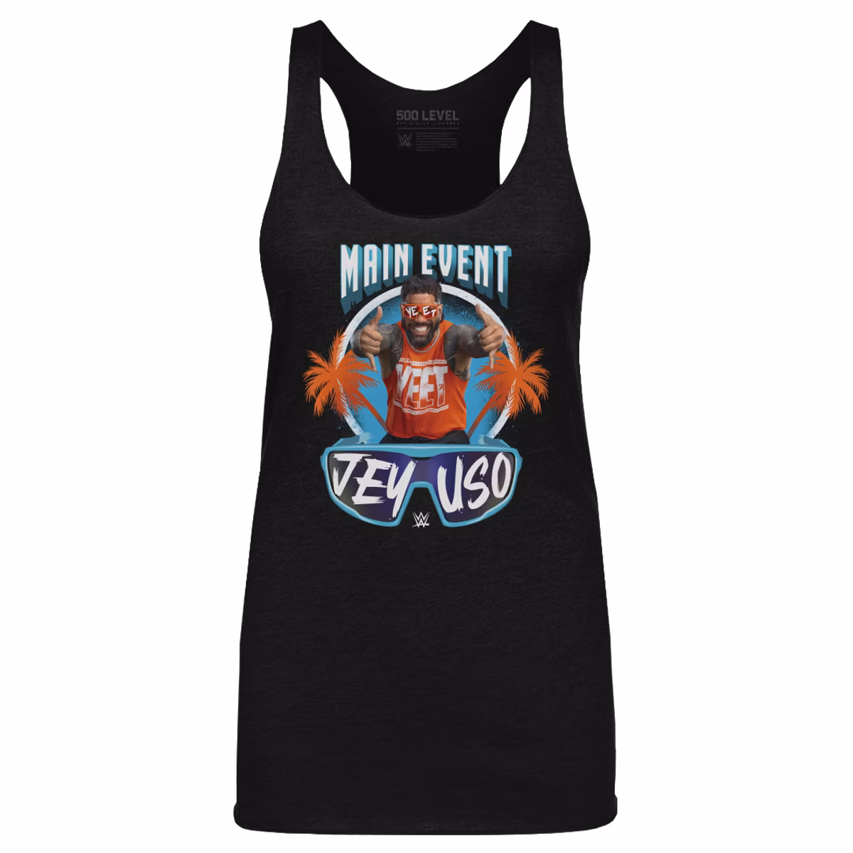 Women's 500 Level Heather Black Jey Uso Main Event Palms Tri-Blend Tank Top