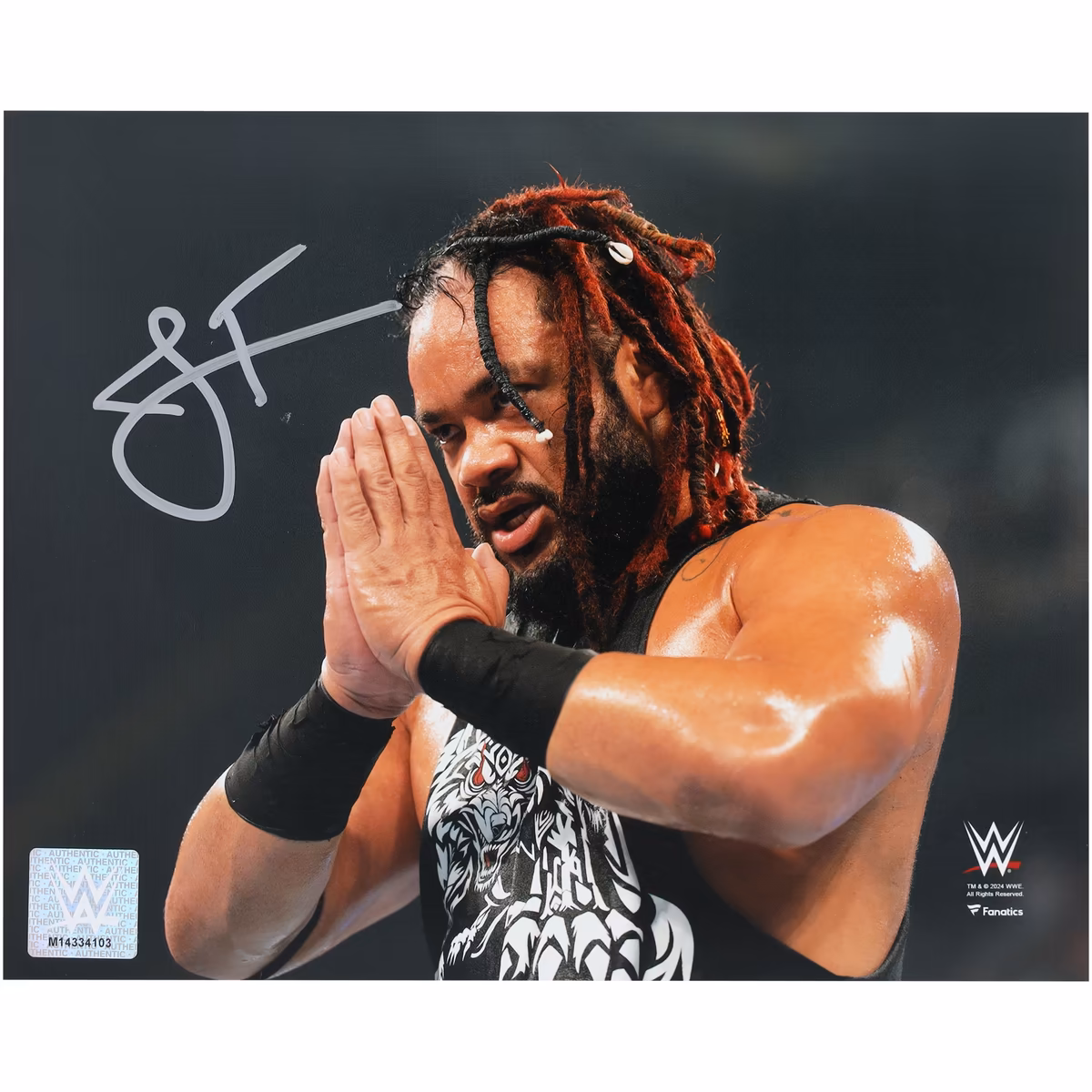 Jacob Fatu WWE Autographed 8" x 10" Prayer Hands Photograph 3 Jacob Fatu WWE Autographed 8" x 10" Prayer Hands Photograph