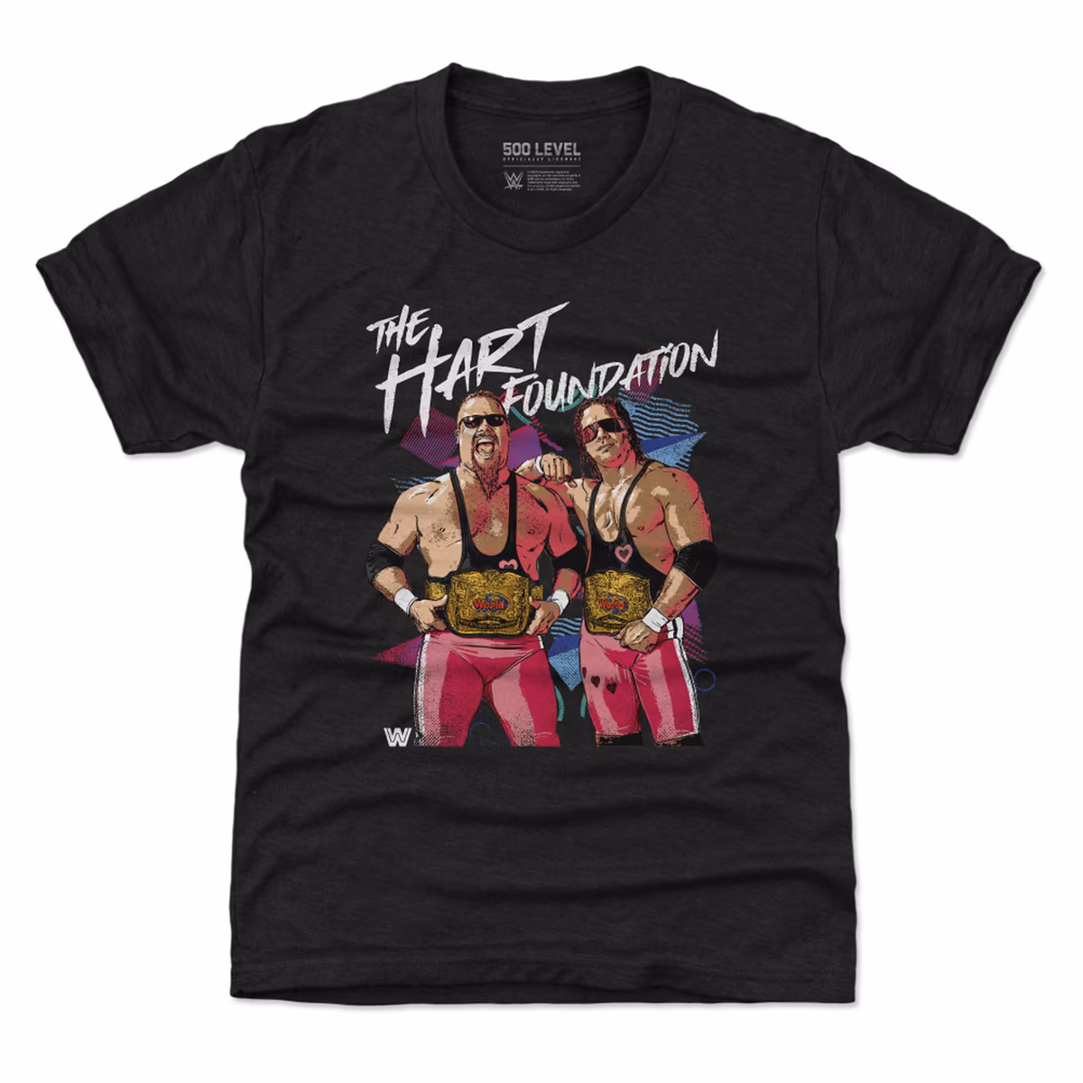 Youth 500 Level Black Bret Hart & Jim "The Anvil" Neidhart The Hart Foundation Retro T-Shirt 3 Youth 500 Level Black Bret Hart & Jim "The Anvil" Neidhart The Hart Foundation Retro T-Shirt