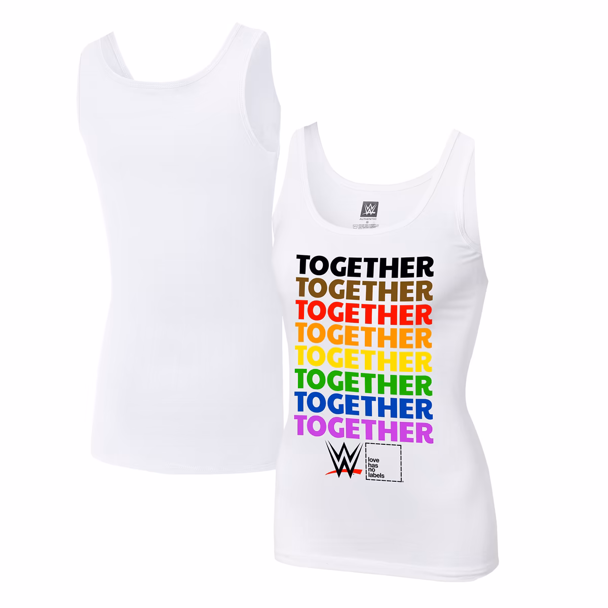 Women's WWE Together Pride Tank Top - White 2 Women's WWE Together Pride Tank Top - White