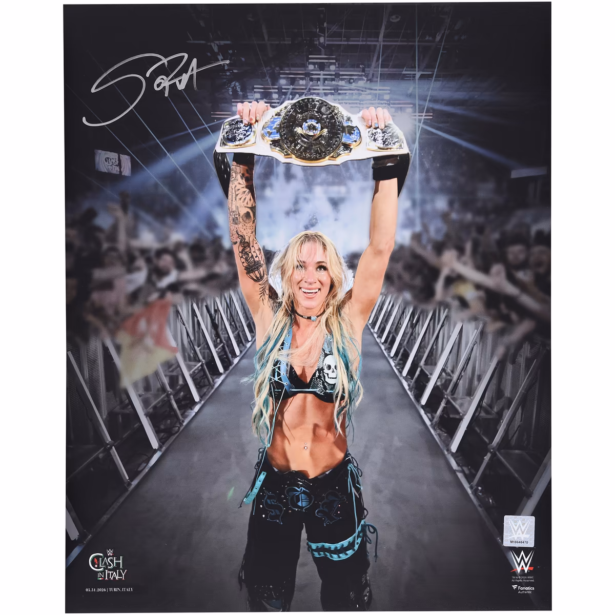Sol Ruca WWE Autographed 16" x 20" Raising Women's Intercontinental Title Photograph