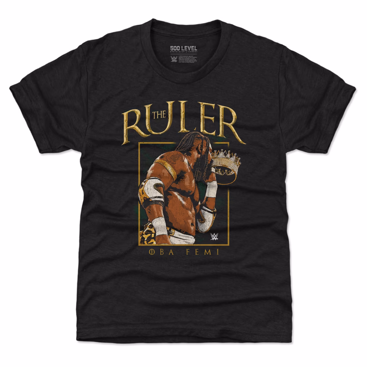 Youth 500 Level Black Oba Femi The Ruler Crown T-Shirt