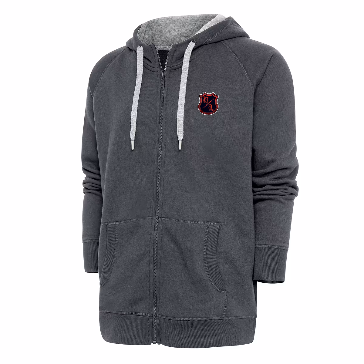 Men's Antigua Charcoal The Bloodline Victory Full-Zip Hoodie