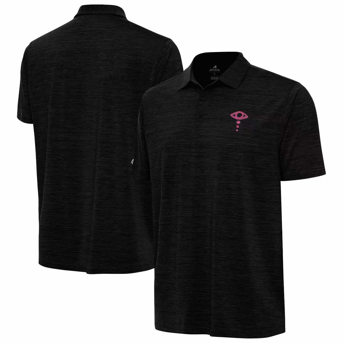 Men's Antigua Heather Black Liv Morgan Layout Polo