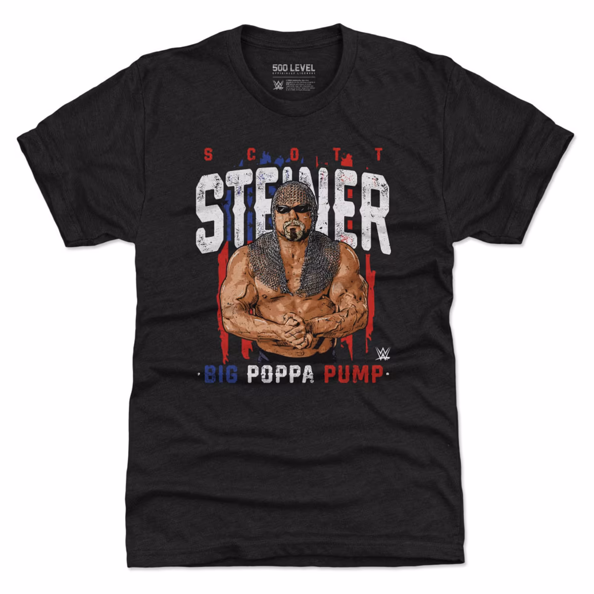 Men's 500 Level  Heather Black Scott Steiner Big Poppa Pump Premium Tri-Blend T-Shirt