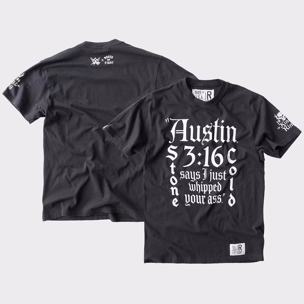 Men's Roots of Fight  Black "Stone Cold" Steve Austin '96 Midweight T-Shirt