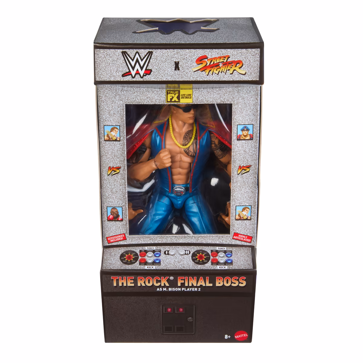 Final Boss Rock WWE Mattel WWE x Street Fighter Elite Collection Mashup Wave 4 Action Figure - As M. Bison Player 2 13 Final Boss Rock WWE Mattel WWE x Street Fighter Elite Collection Mashup Wave 4 Action Figure - As M. Bison Player 2