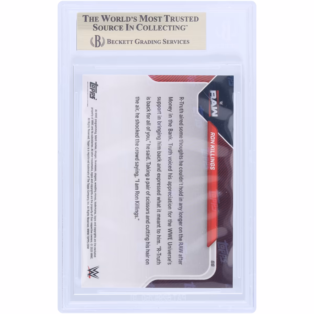 R-Truth WWE 2025 Topps Now The "Truth" Sets Ron Killings Free #66 BGS Authenticated 10 Card - 10,10,9.5,10 Subgrades 3 R-Truth WWE 2025 Topps Now The "Truth" Sets Ron Killings Free #66 BGS Authenticated 10 Card - 10,10,9.5,10 Subgrades