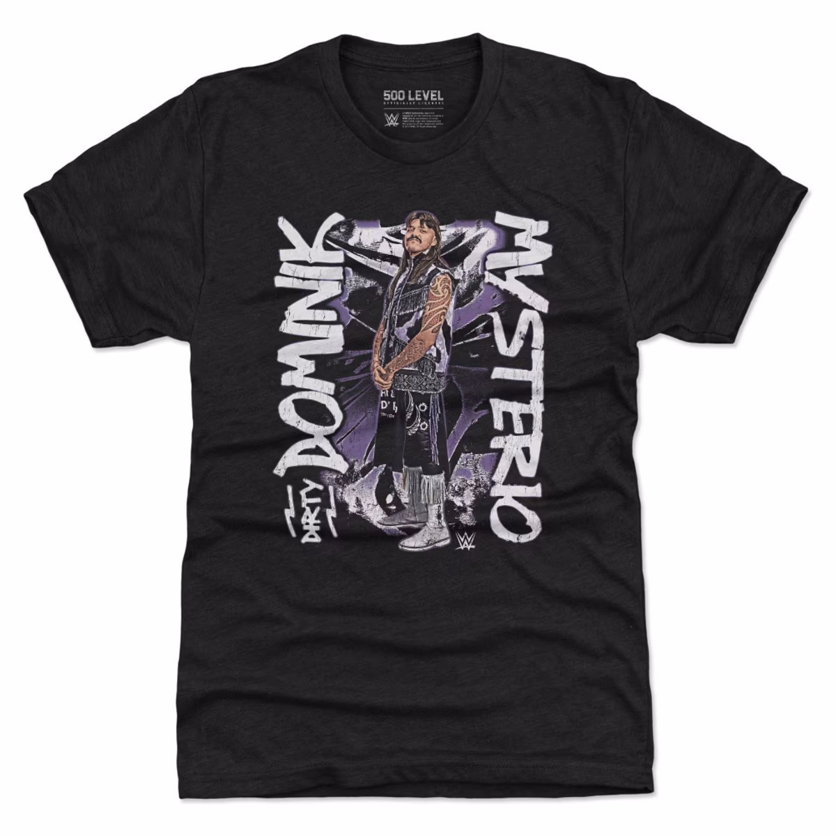 Men's 500 Level Heather Black Dominik Mysterio Grunge Tri-Blend T-Shirt 1 Men's 500 Level Heather Black Dominik Mysterio Grunge Tri-Blend T-Shirt