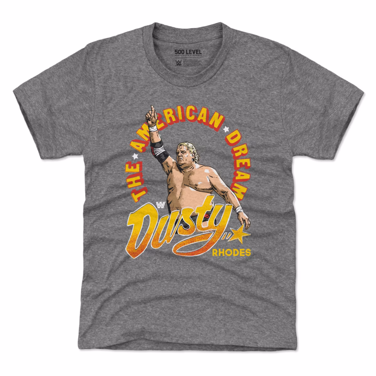 Youth 500 Level Heather Gray Dusty Rhodes The American Dream T-Shirt 2 Youth 500 Level Heather Gray Dusty Rhodes The American Dream T-Shirt