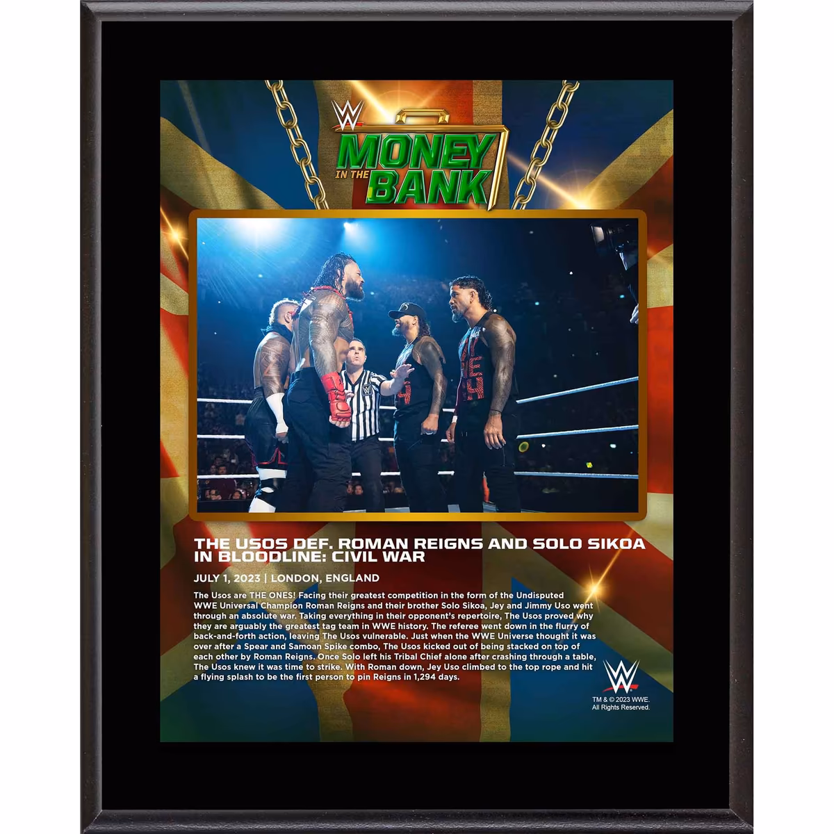 The Usos WWE 10.5" x 13" 2023 Money In The Bank Sublimated Plaque