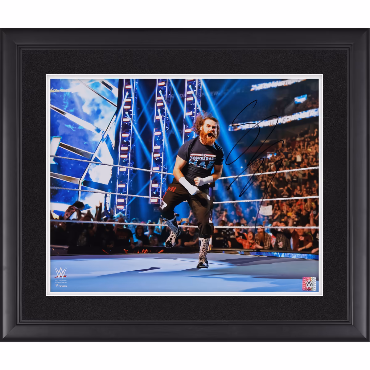 Sami Zayn WWE Autographed Framed 16" x 20" Elimination Chamber Photograph