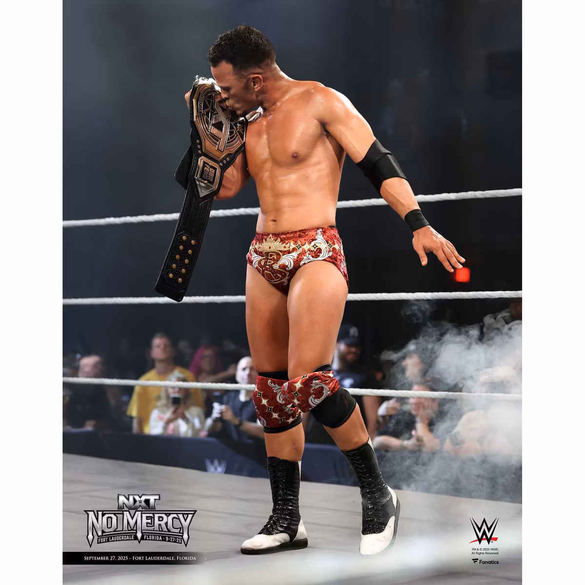 Ricky Saints WWE Unsigned NXT No Mercy 2025 Kissing Title Celebration Photograph