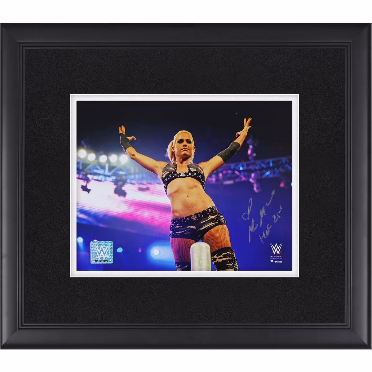 Michelle McCool WWE Autographed Framed 8" x 10" Standing on Ropes Photograph with "HOF 25" Inscription 1 Michelle McCool WWE Autographed Framed 8" x 10" Standing on Ropes Photograph with "HOF 25" Inscription