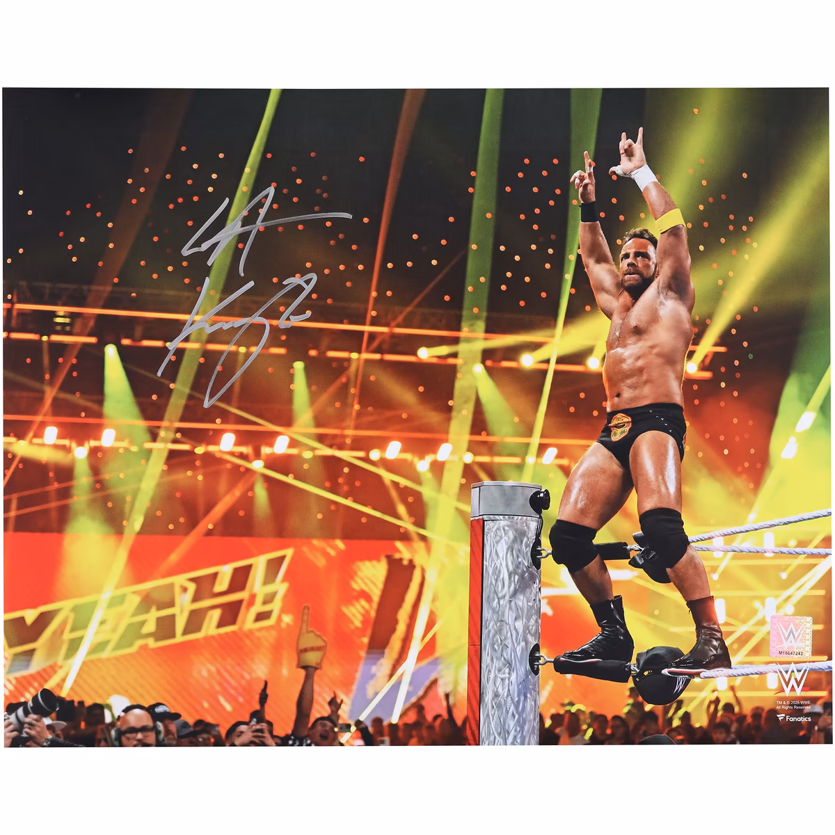LA Knight WWE Autographed 16" x 20" Standing on Ropes Ring Gear Photograph 3 LA Knight WWE Autographed 16" x 20" Standing on Ropes Ring Gear Photograph